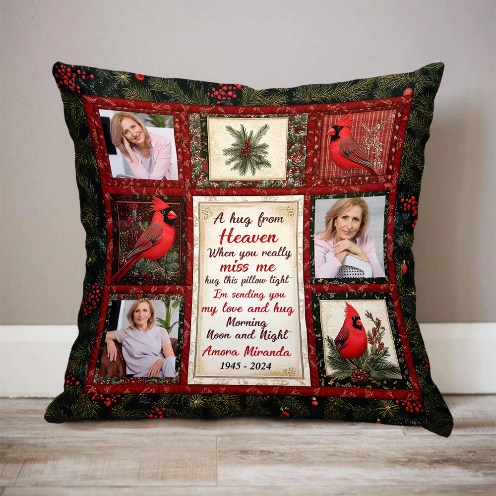 A Hug From Heaven Cardinal - Personalized Custom Throw Pillow