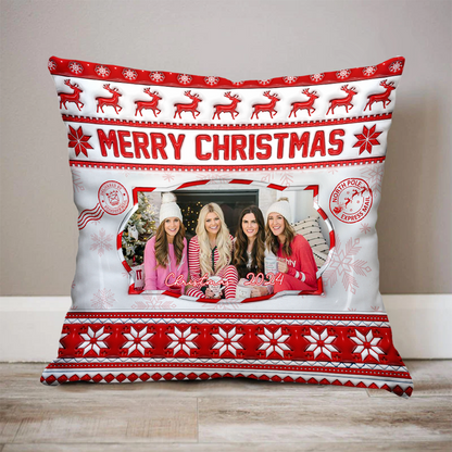 Merry Christmas Christmas Pillow - Personalized Custom Throw Pillow