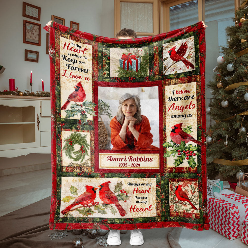 Cardinal Love From Heaven Memorial Blanket - Remembrance Gift - Memorial Personalized Custom Blanket - Christmas Gift, Sympathy Gift