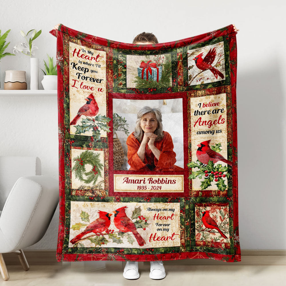 Cardinal Love From Heaven Memorial Blanket - Remembrance Gift - Memorial Personalized Custom Blanket - Christmas Gift, Sympathy Gift