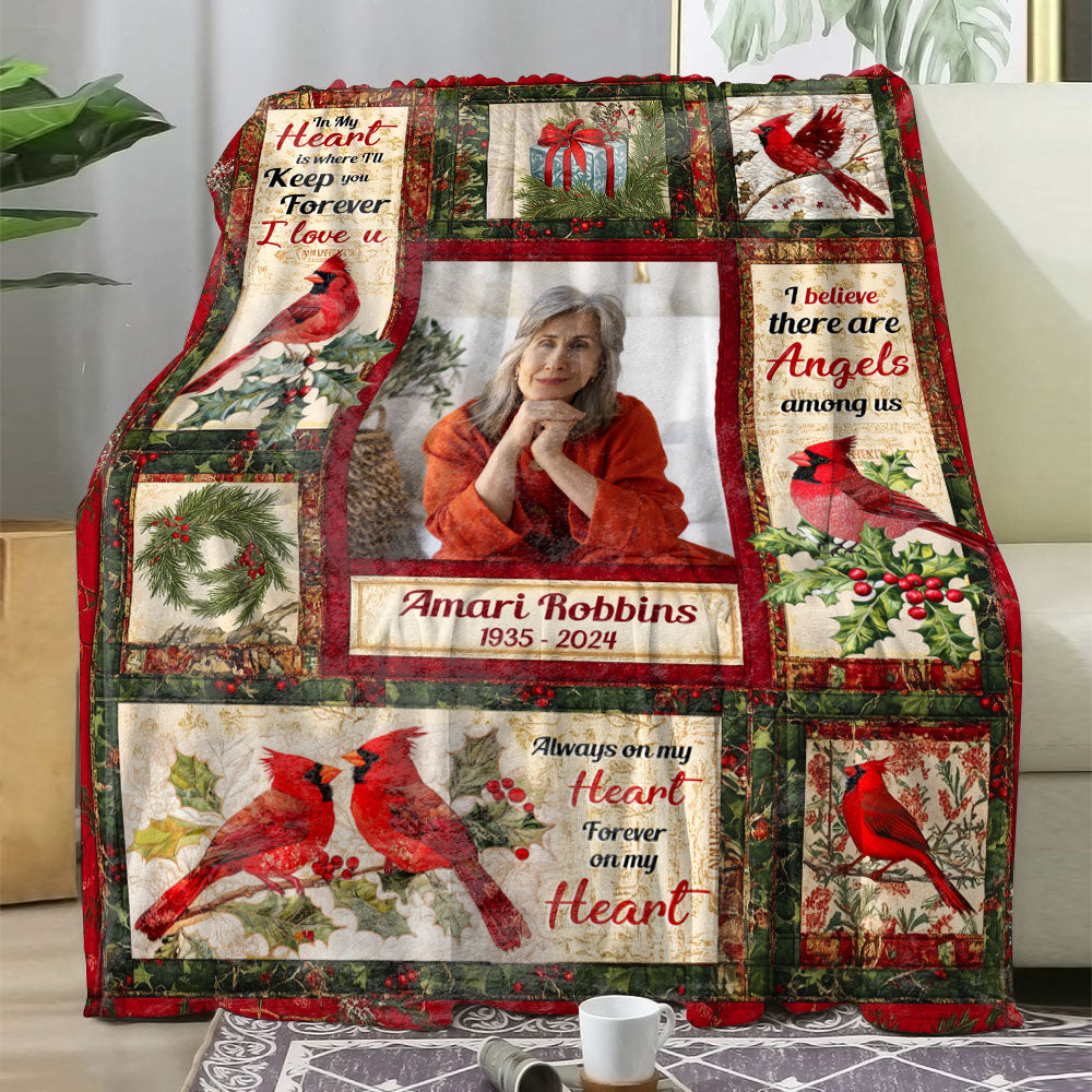 Cardinal Love From Heaven Memorial Blanket - Remembrance Gift - Memorial Personalized Custom Blanket - Christmas Gift, Sympathy Gift