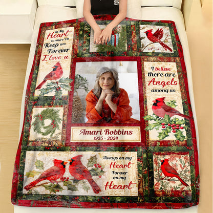 Cardinal Love From Heaven Memorial Blanket - Remembrance Gift - Memorial Personalized Custom Blanket - Christmas Gift, Sympathy Gift