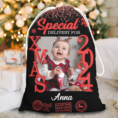 Xmas 2024 Wishes Bag Custom Photo - Christmas Gifts - Personalized Christmas Sack - Custom Christmas Bag