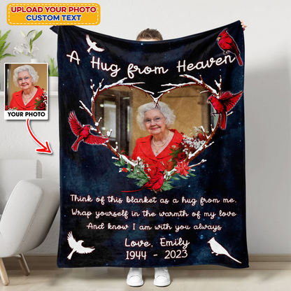 Think Of This Blanket As A Hug From Me Remembrance Gift - Memorial Personalized Custom Blanket - Christmas Gift, Sympathy Gift