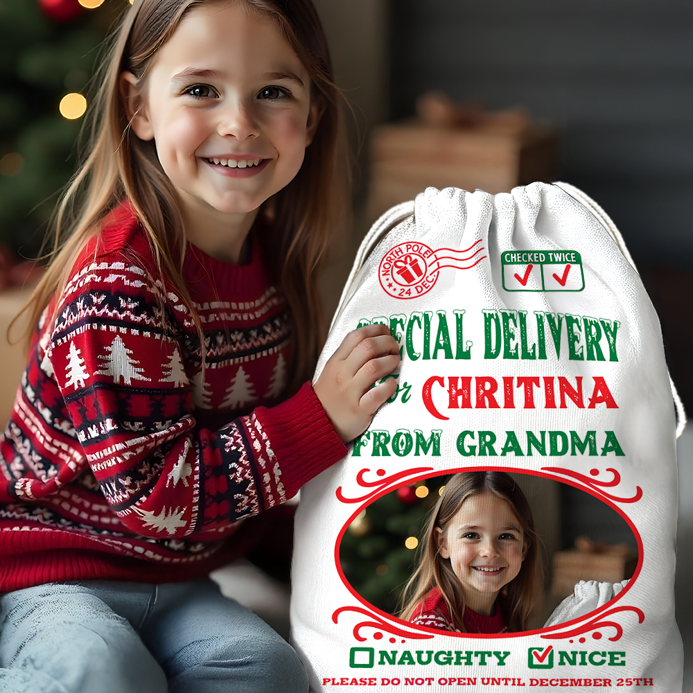 Special Delivery From Mom Christmas Bag - Christmas Gift - Personalized Christmas Sack - Custom Christmas Bag