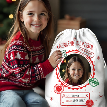 Special Delivery Christmas Wishes Bag North Pole - Christmas Gifts - Personalized Christmas Sack - Custom Christmas Bag