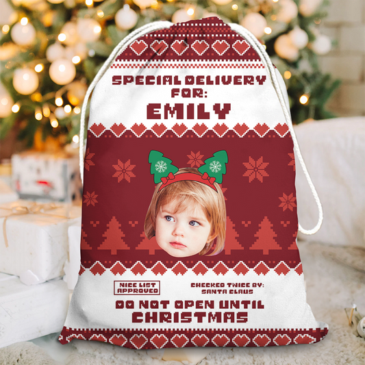 Do Not Open Until Christmas Santa Sack Present Gift Bag - Christmas Family Gift - Personalized Christmas Sack - Custom Christmas Bag