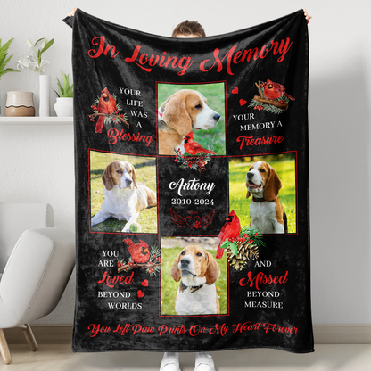 Memorial Dog Lovers In Loving Memories Memorial Blanket - Remembrance Gift - Memorial Personalized Custom Blanket - Christmas Gift, Sympathy Gift