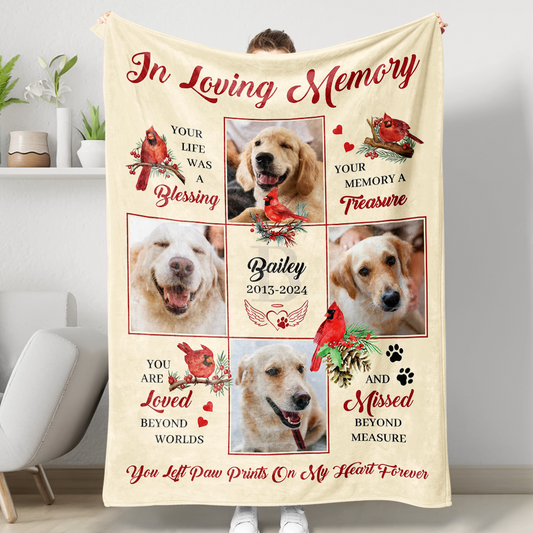 Memorial Dog Lovers In Loving Memories Memorial Blanket - Remembrance Gift - Memorial Personalized Custom Blanket - Christmas Gift, Sympathy Gift