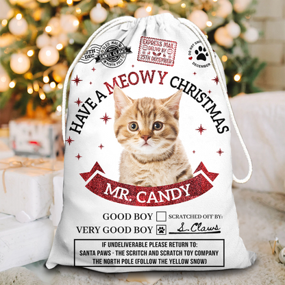 Merry Woofmas Christmas Bag Custom Photo - Christmas Gift For Dog Lovers Cat Lovers - Personalized Christmas Sack - Custom Christmas Bag