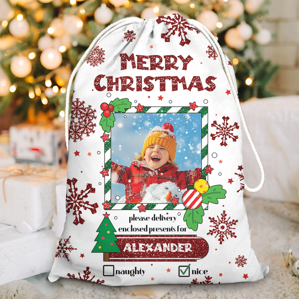 Please Delivery For Bag Custom Photo - Christmas Family Gift - Personalized Christmas Sack - Custom Christmas Bag