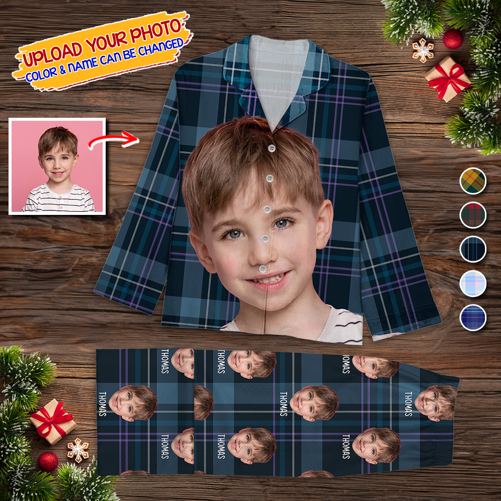 Custom Photo Human And Pet Faces - Custom Face Pajamas Pattern - Personalized Photo Christmas Pajamas