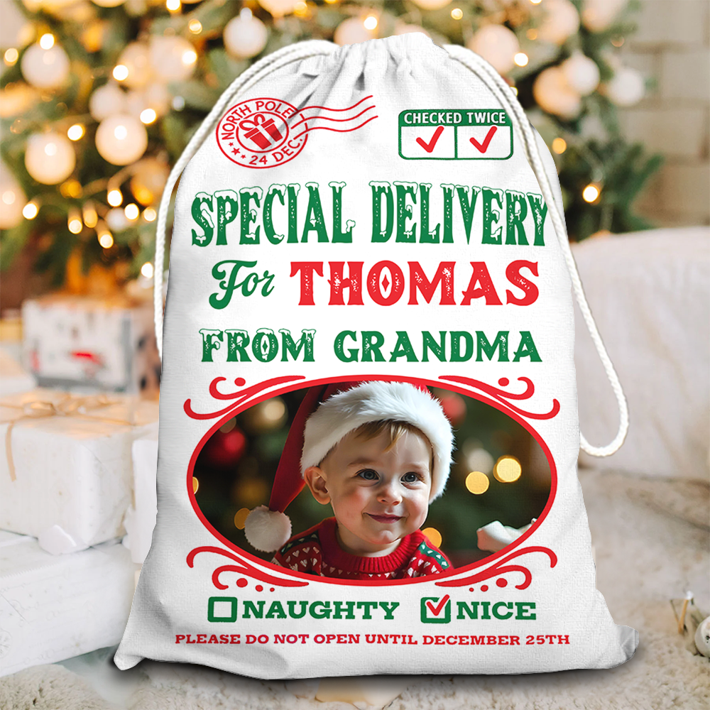 Special Delivery From Mom Christmas Bag - Christmas Gift - Personalized Christmas Sack - Custom Christmas Bag