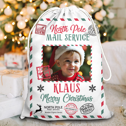 Mail Service Christmas Bag Custom Photo - Christmas Gift For Dog Lovers - Personalized Christmas Sack - Custom Christmas Bag