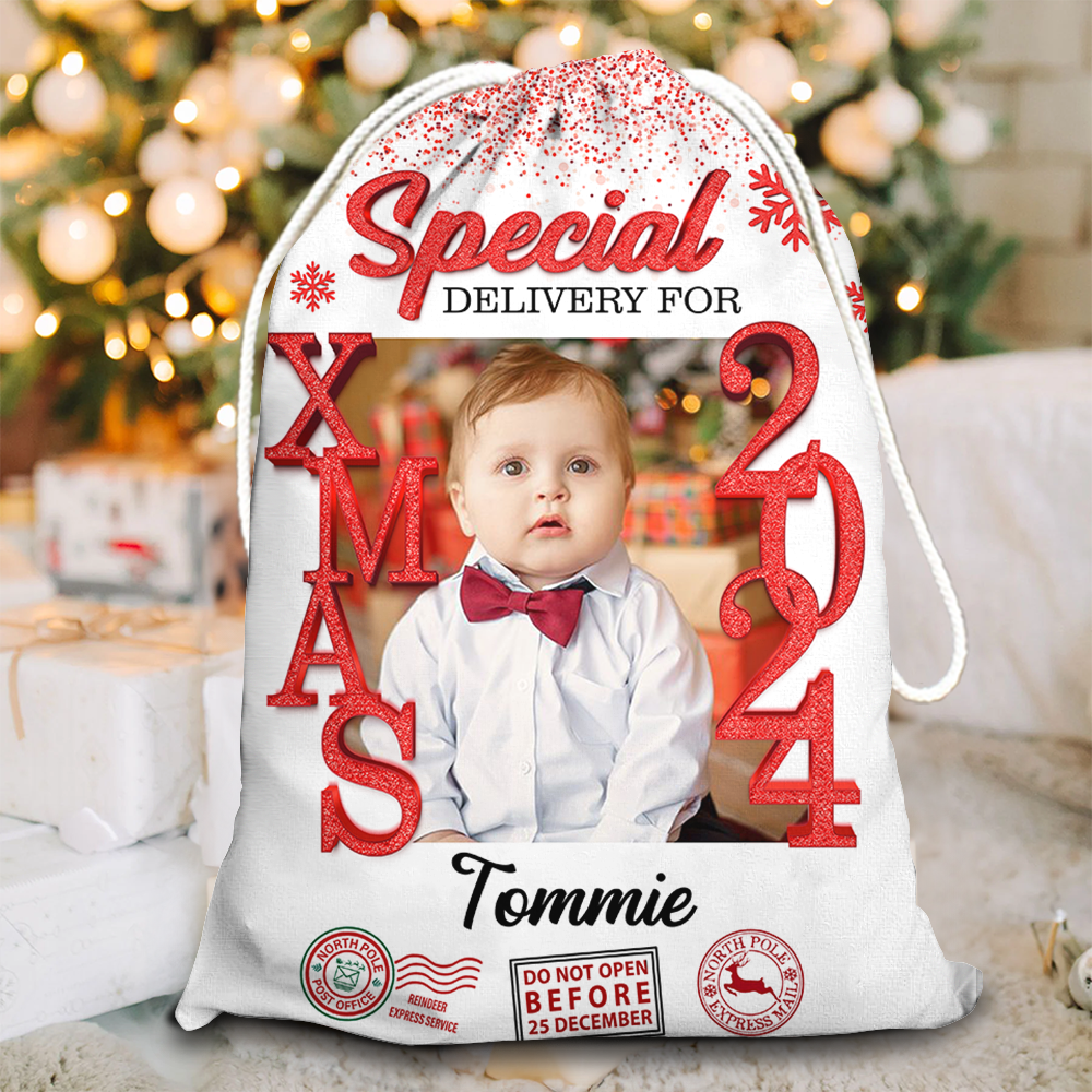 Xmas 2024 Wishes Bag Custom Photo - Christmas Gifts - Personalized Christmas Sack - Custom Christmas Bag