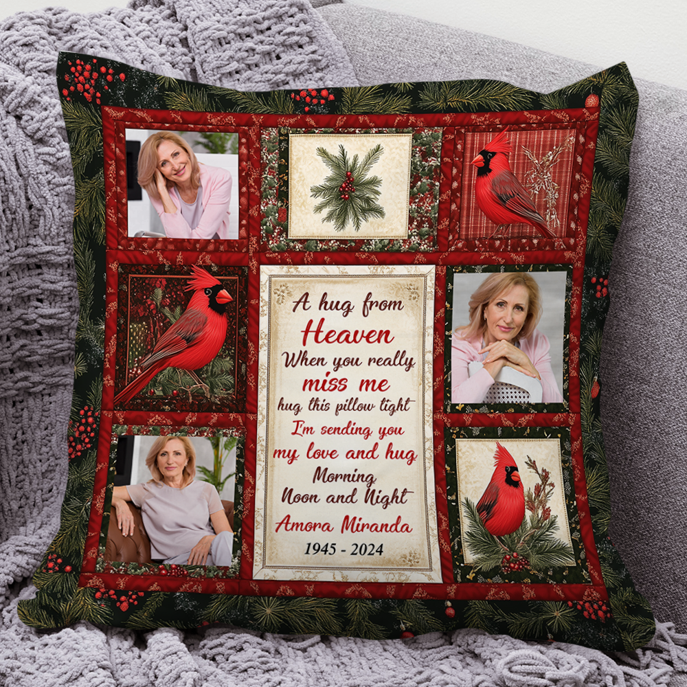 A Hug From Heaven Cardinal - Personalized Custom Throw Pillow