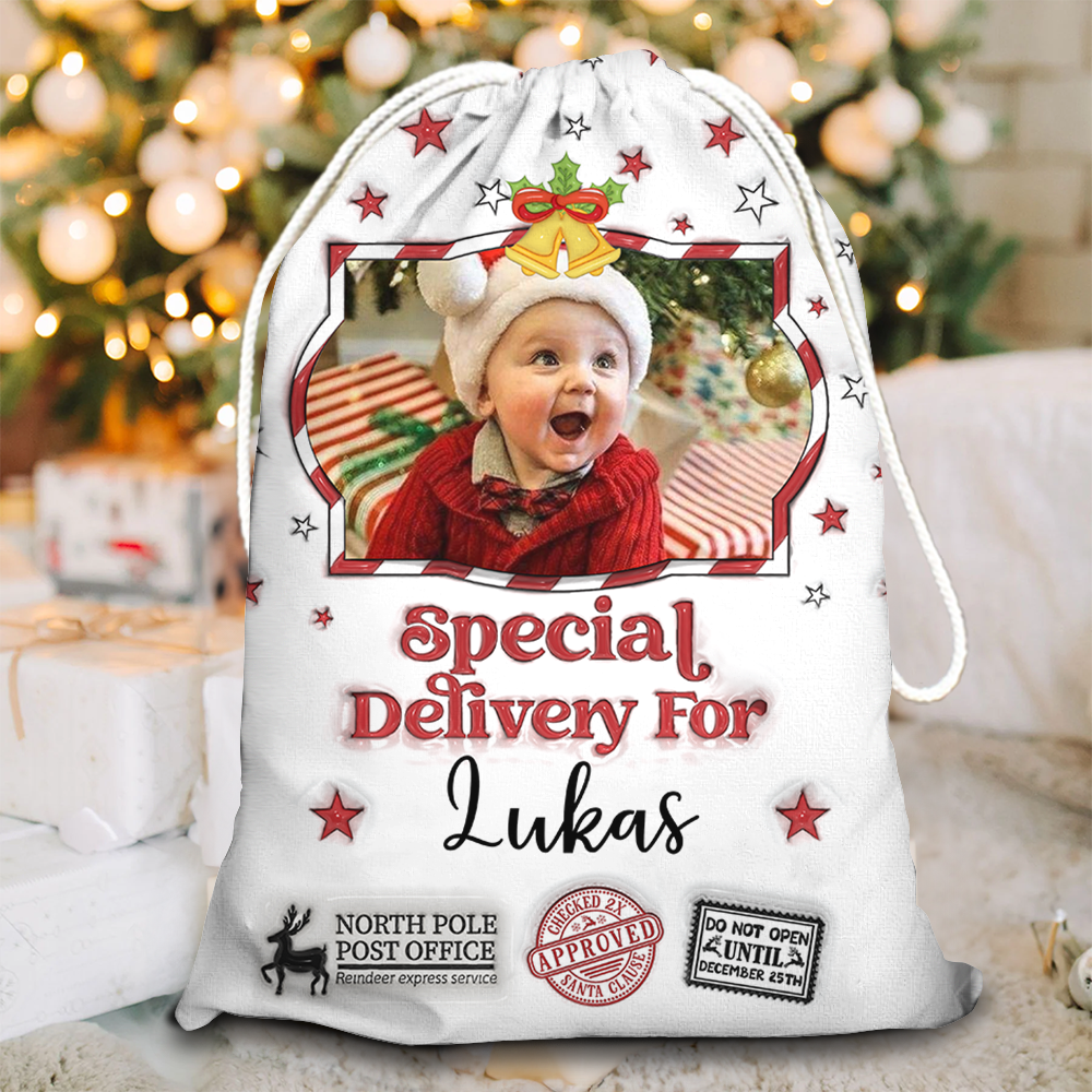 Christmas Wishes Star Bag 3D Style Custom Photo - Christmas Gifts - Personalized Christmas Sack - Custom Christmas Bag