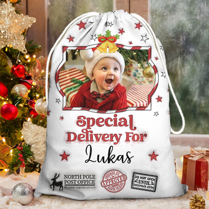 Christmas Wishes Star Bag 3D Style Custom Photo - Christmas Gifts - Personalized Christmas Sack - Custom Christmas Bag