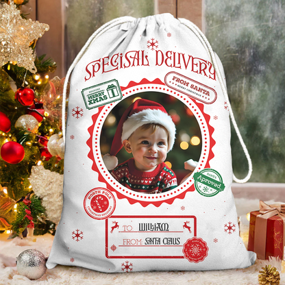 Special Delivery Christmas Wishes Bag North Pole - Christmas Gifts - Personalized Christmas Sack - Custom Christmas Bag