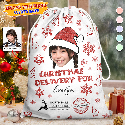 Color North Pole Christmas Bag Custom Photo - Christmas Family Gift - Personalized Christmas Sack - Custom Christmas Bag