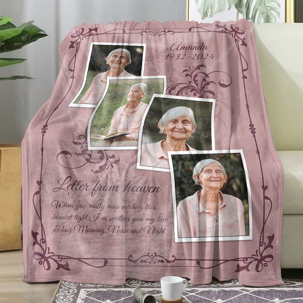 Custom Letter From Heaven Memories Blanket Memorial - Remembrance Gift - Memorial Personalized Custom Blanket - Christmas Gift, Sympathy Gift