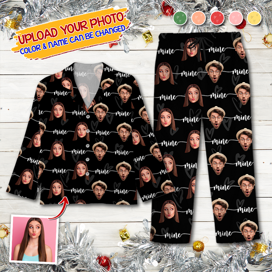 Mine Pajamas Custom Face Pajamas Set - Personalized Photo Christmas Pajamas