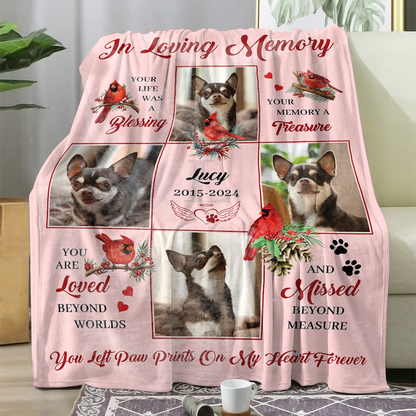 Memorial Dog Lovers In Loving Memories Memorial Blanket - Remembrance Gift - Memorial Personalized Custom Blanket - Christmas Gift, Sympathy Gift