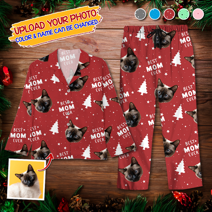 Best Dad Ever Photo Human And Pet Faces - Custom Face Pajamas Pattern - Personalized Photo Christmas Pajamas