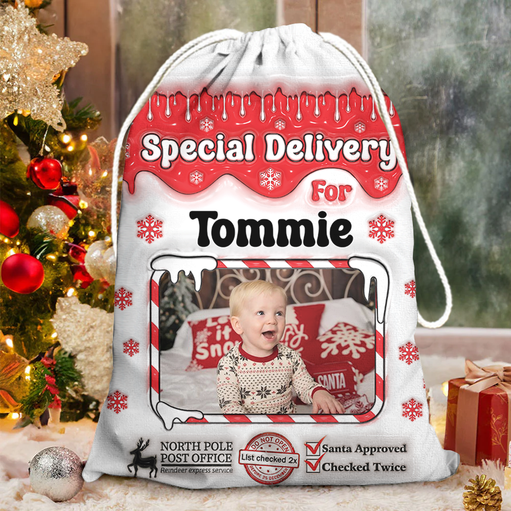 Custom Photo 3D Christmas Santa Sack - Christmas Family Gift - Personalized Christmas Sack - Custom Christmas Bag