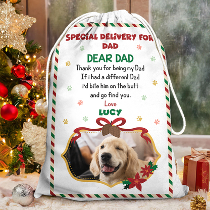 Cat Lovers Dog Lovers Custom Photo Bag - Christmas Gifts - Personalized Christmas Sack - Custom Christmas Bag