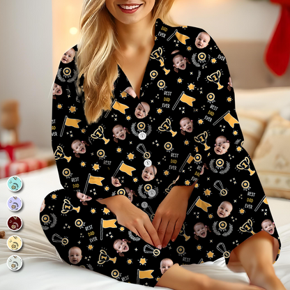 Best Dad Ever Custom Face Pajamas Pattern - Personalized Photo Christmas Pajamas