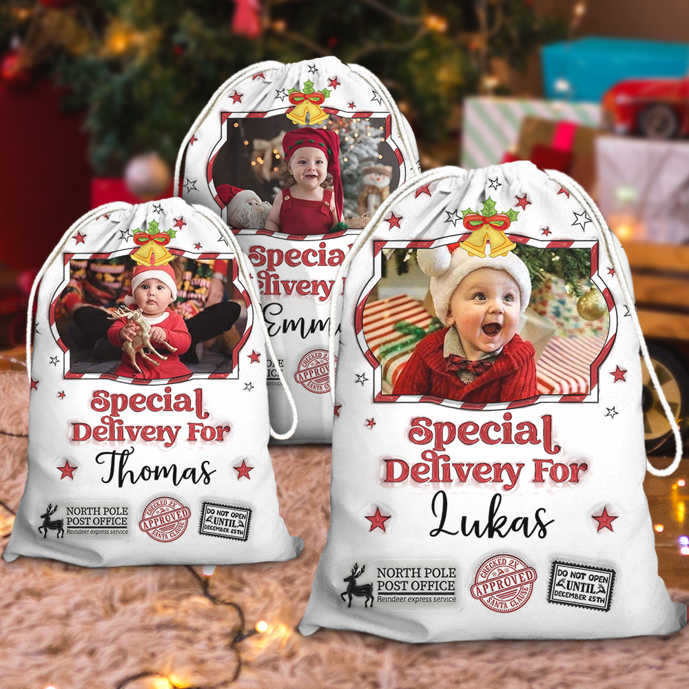 Christmas Wishes Star Bag 3D Style Custom Photo - Christmas Gifts - Personalized Christmas Sack - Custom Christmas Bag