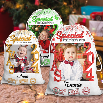 Xmas 2024 Wishes Bag Custom Photo - Christmas Gifts - Personalized Christmas Sack - Custom Christmas Bag