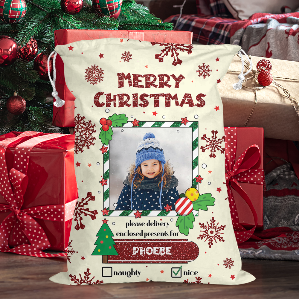 Please Delivery For Bag Custom Photo - Christmas Family Gift - Personalized Christmas Sack - Custom Christmas Bag