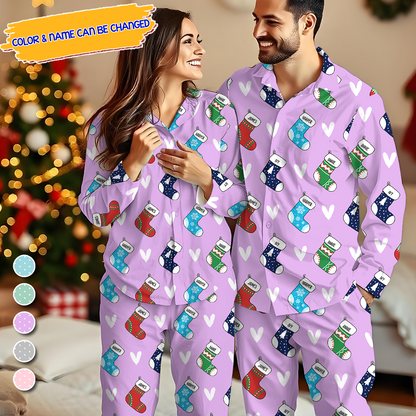 Christmas Stock With Names  - Custom Face Pajamas Pattern - Personalized Photo Christmas Pajamas