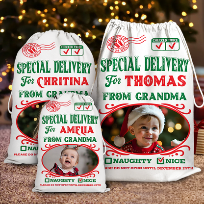 Special Delivery From Mom Christmas Bag - Christmas Gift - Personalized Christmas Sack - Custom Christmas Bag