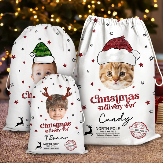 Christmas Wishes Bag Custom Photo - Christmas Gifts - Personalized Christmas Sack - Custom Christmas Bag