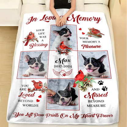 Memorial Dog Lovers In Loving Memories Memorial Blanket - Remembrance Gift - Memorial Personalized Custom Blanket - Christmas Gift, Sympathy Gift