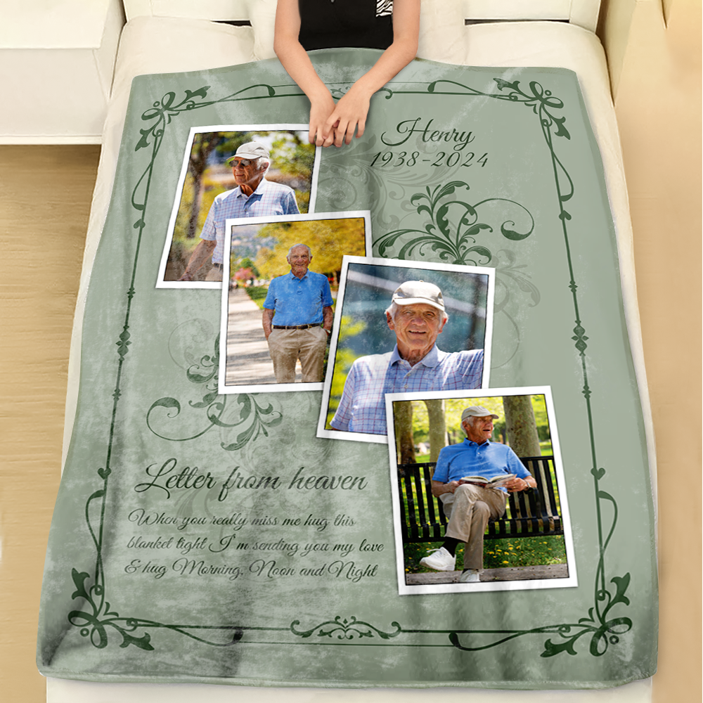 Custom Letter From Heaven Memories Blanket Memorial - Remembrance Gift - Memorial Personalized Custom Blanket - Christmas Gift, Sympathy Gift