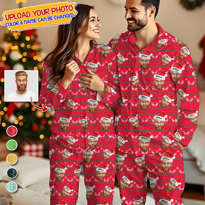 Happy Holidays To You Custom Photo Human And Pet Faces - Custom Face Pajamas Pattern - Personalized Photo Christmas Pajamas