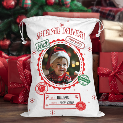 Special Delivery Christmas Wishes Bag North Pole - Christmas Gifts - Personalized Christmas Sack - Custom Christmas Bag