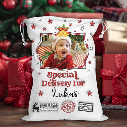 Christmas Wishes Star Bag 3D Style Custom Photo - Christmas Gifts - Personalized Christmas Sack - Custom Christmas Bag