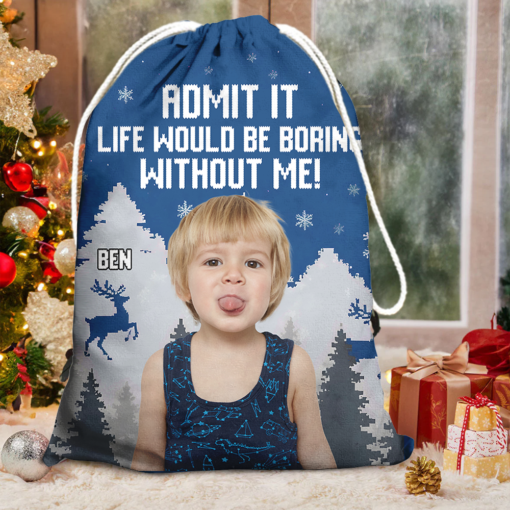 Christmas Gift For Family - Funny Family Face Photo - Personalized Christmas Sack