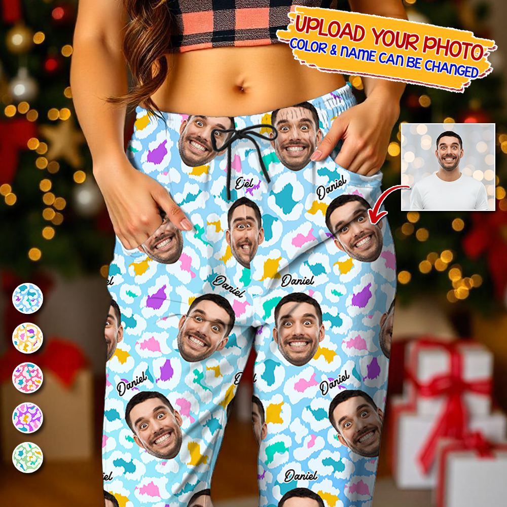 Color Patterns Custom Photo Human And Pet Faces - Custom Face Pajamas Pattern - Personalized Photo Christmas Pajamas