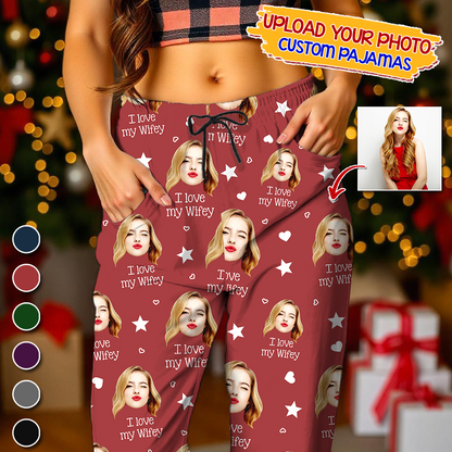 I Love My Wife Pajamas Custom Face Pajamas Set - Personalized Photo Christmas Pajamas