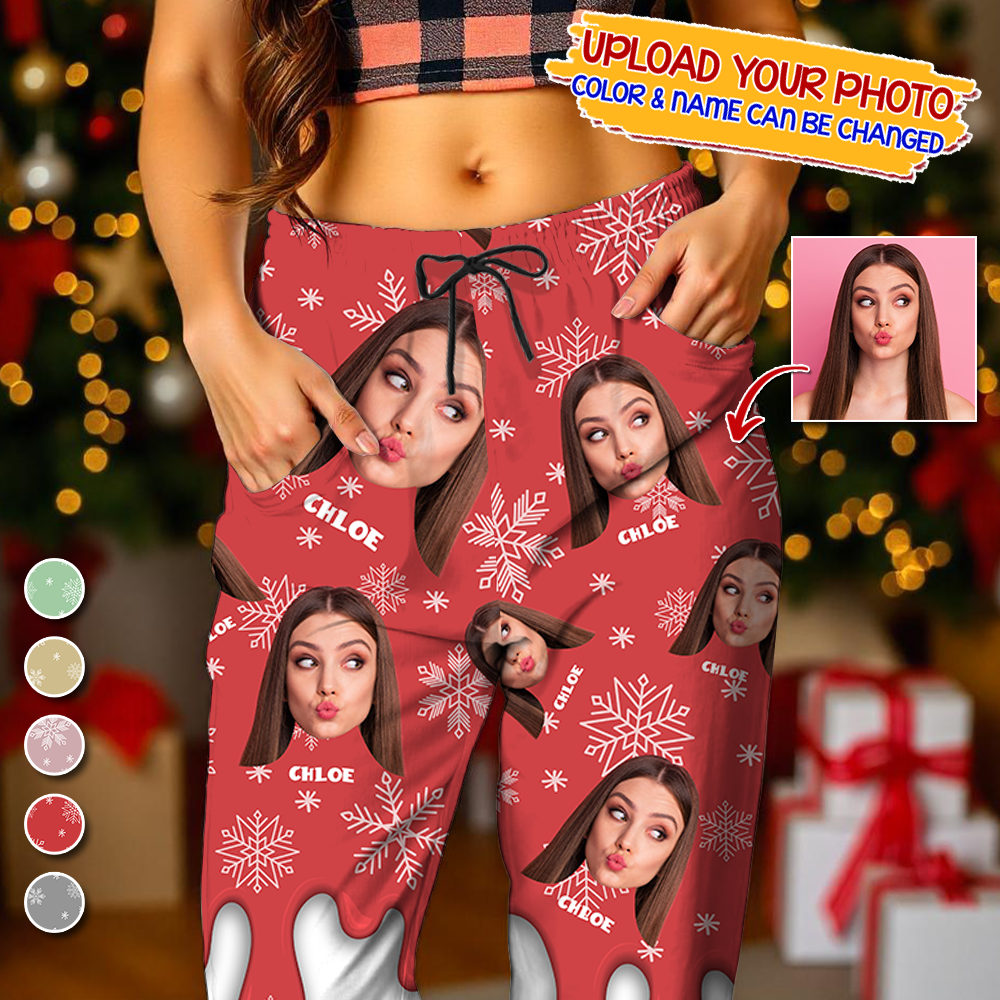 Melting Custom Photo Human And Pet Faces - Custom Face Pajamas Pattern - Personalized Photo Christmas Pajamas