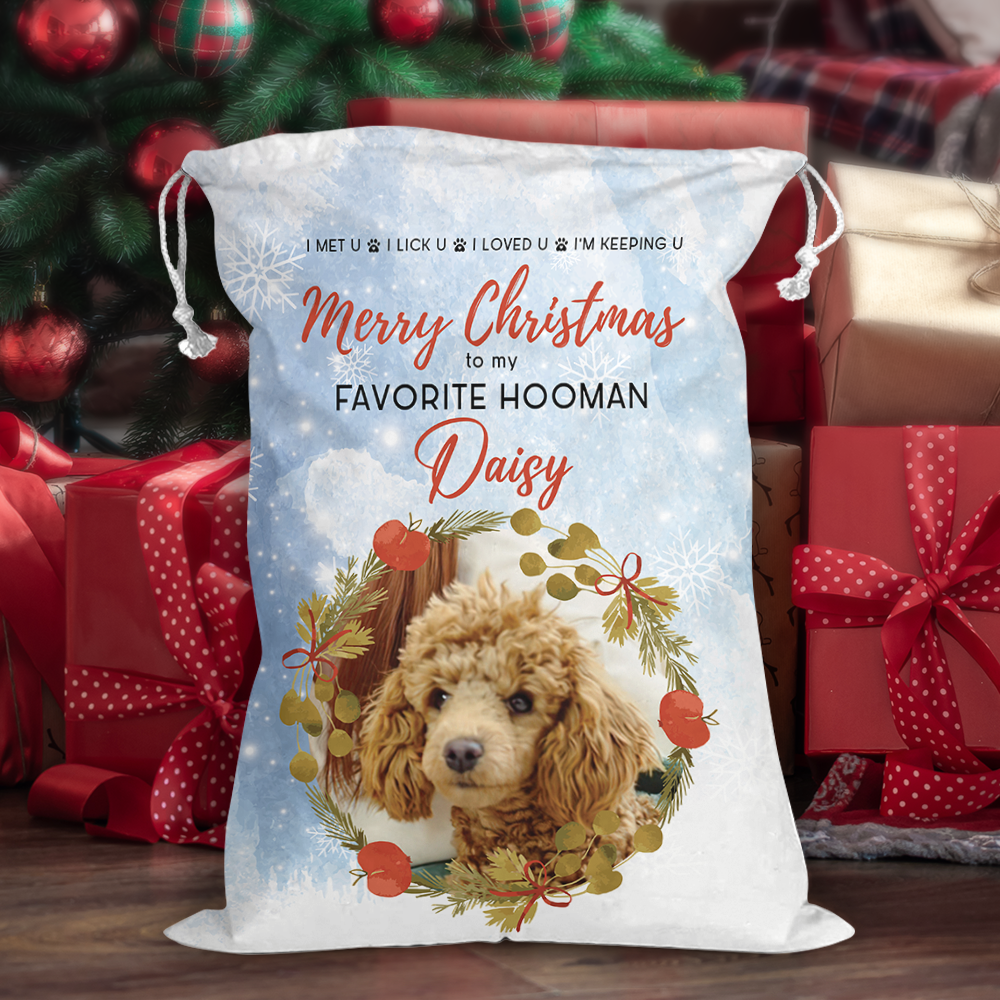 To My Favorite Human Custom Photo - Christmas Gift For Dog Lovers Cat Lovers - Personalized Christmas Sack - Custom Christmas Bag