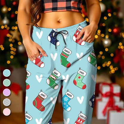 Christmas Stock With Names  - Custom Face Pajamas Pattern - Personalized Photo Christmas Pajamas