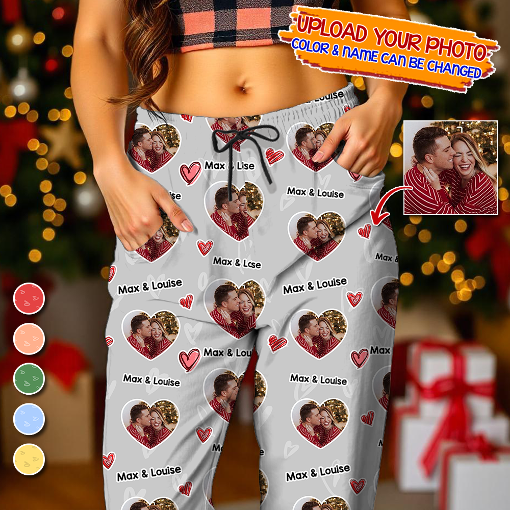 Custom Face BFF Pajamas Set Color Pattern - Personalized Photo Christmas Pajamas