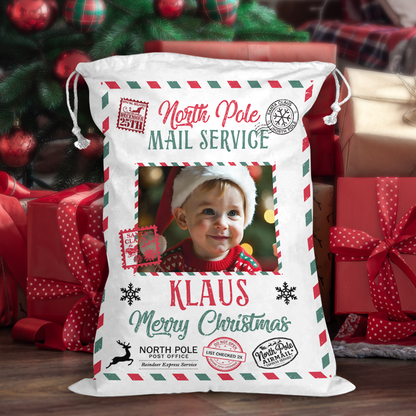 Mail Service Christmas Bag Custom Photo - Christmas Gift For Dog Lovers - Personalized Christmas Sack - Custom Christmas Bag